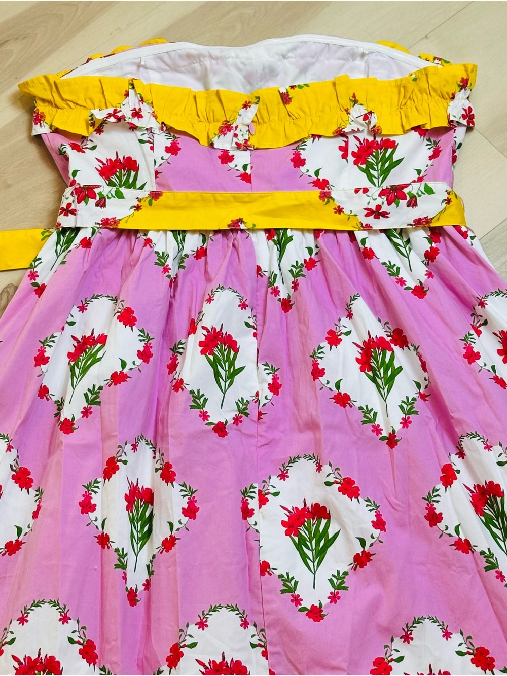 SugarLips Maia Floral Strapless Ruffle Midi Dress Sz XL Square neck Ruffles - Picture 12 of 15